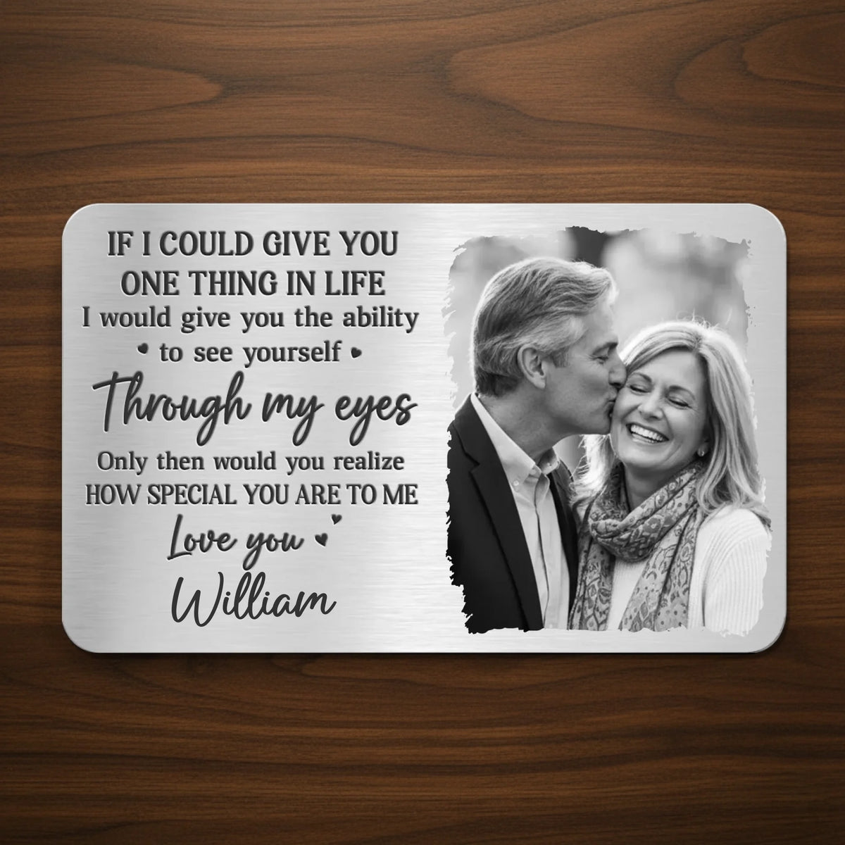 Custom Photo Aluminum Wallet Card - Personalized Anniversary Wedding Gifts For Husband And Wife, Him And Her - You Make My World Gentle