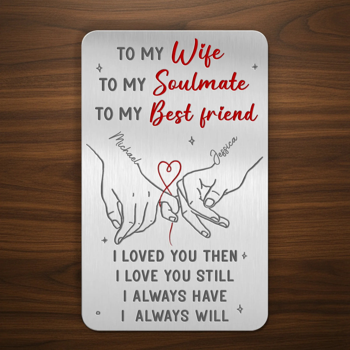 Custom Aluminum Wallet Card - Personalized Anniversary Wedding Gifts For Husband And Wife, Him And Her - Two Hearts Growing Forward