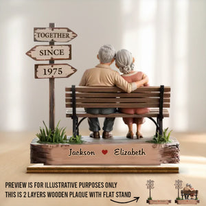 Ensemble, c'est mon endroit préféré - Plaque en bois personnalisée à 2 couches avec support plat - Cadeau de pendaison de crémaillère pour mari et femme, anniversaire