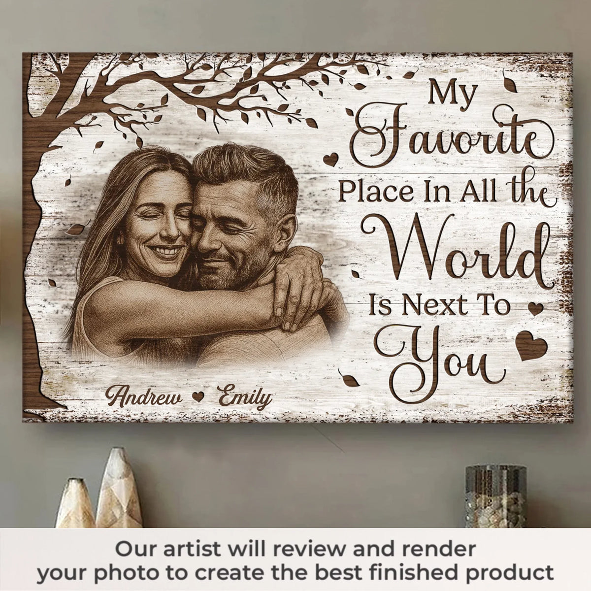 Custom Photo Horizontal Poster, Canvas - Personalized Anniversary Wedding Gifts For Husband And Wife, Him And Her - My World Feels Complete