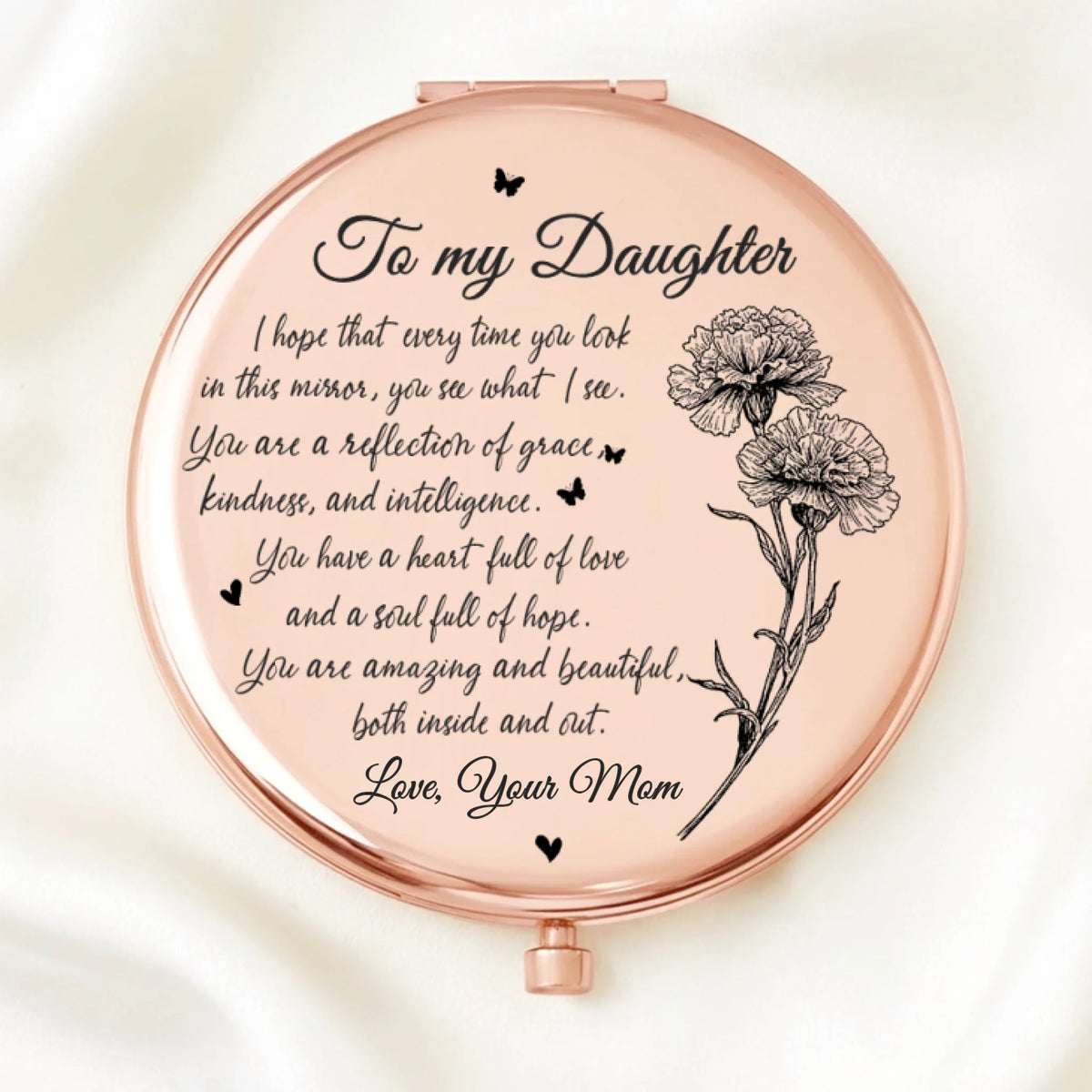 Custom Compact Mirror - Personalized Birthday Gifts For Daughter, Granddaughter - Beautiful Inside Out