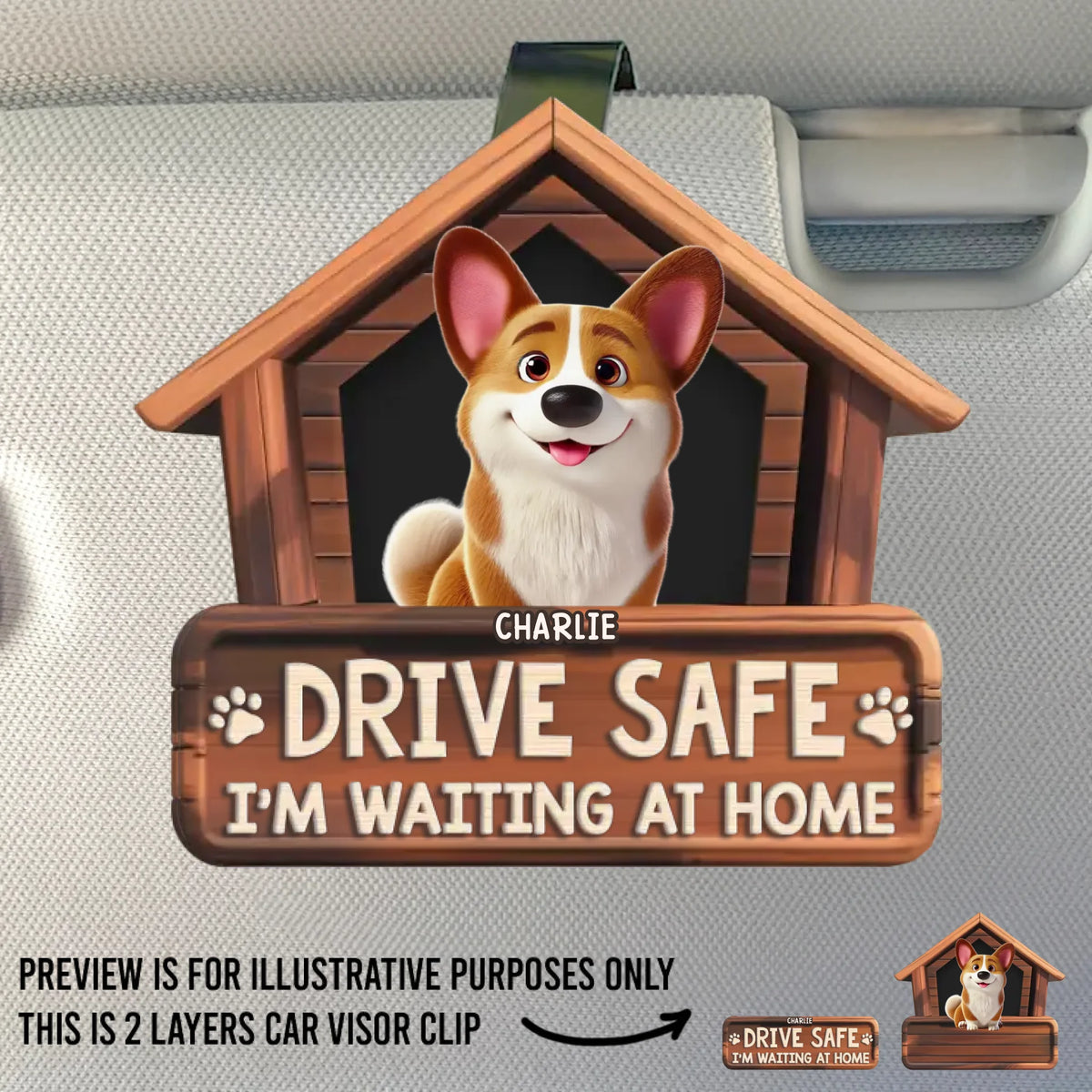 Custom Car Visor Clip - Personalized Birthday Gifts For Dog Lovers, Dog Dad And Mom - Drive Safe Always