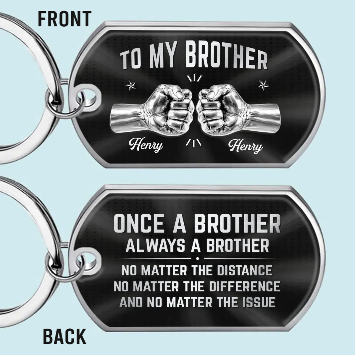 Custom Keychain - Personalized Birthday Gifts For Brother - Side By Side Since Day One