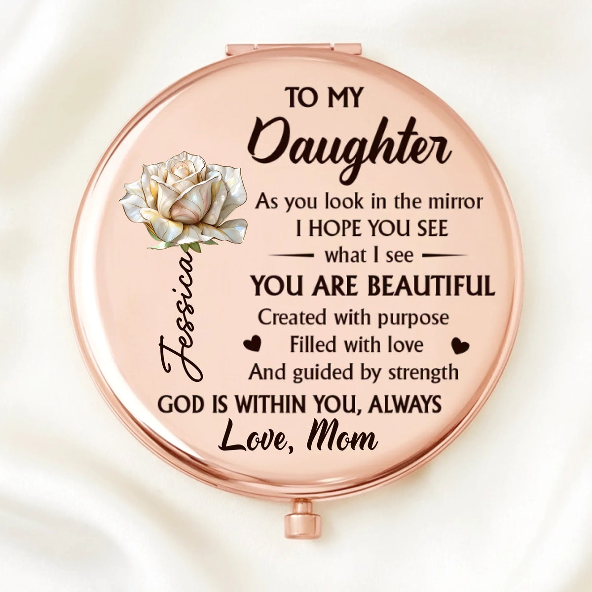 Custom Compact Mirror - Personalized Birthday Gifts For Daughter, Granddaughter - Daughter Love Feels Like Home