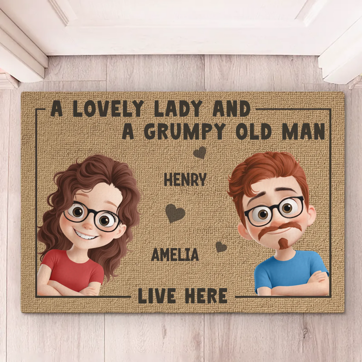 Custom Home Decor Decorative Mat -  Personalized Anniversary Wedding Gifts For Husband And Wife, Him And Her - This Is Our Happy Place