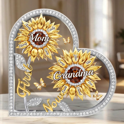 Custom Sunflower Acrylic Plaque - Personalized Mother's Day Birthday Gifts For Mom, Grandma - Forever Our Sunshine