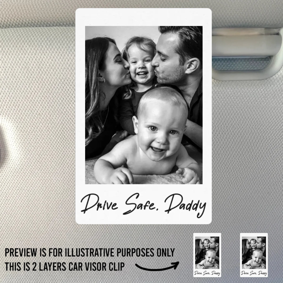 Custom Photo Car Visor Clip - Personalized Father's Day Birthday Gifts For Mom, Dad, Brother, Sister, Kids - Love You More