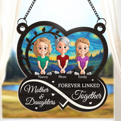 Custom Window Hanging Suncatcher Ornament - Personalized Mother's Day Birthday Gifts For Mom, Grandma - Always Mother And Daughters