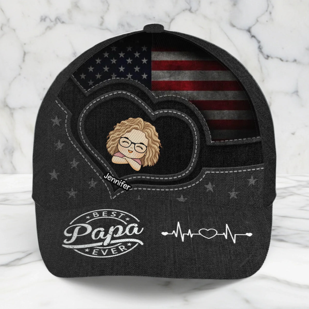 Custom Hat, All Over Print Classic Cap - Personalized 4th Of July Gifts For Dad, Grandpa - Strong And Free