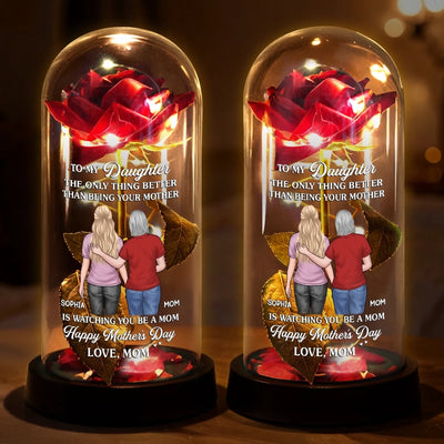 Custom Light Up Eternal Rose In Glass Dome - Personalized Mother's Day Birthday Gifts For Daughter - A Rose For My Girl