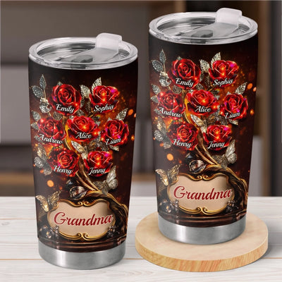 Custom Rose Tumbler - Personalized Mother's Day Birthday Gifts For Mom, Grandma - Generations Of Grace