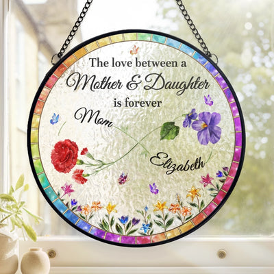 Custom Stained Glass Window Hanging Suncatcher - Personalized Mother's Day Gifts For Mom, Daughter - A Bond Like No Other