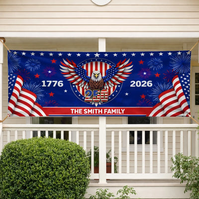 Custom Horizontal Banner - Personalized America 250th Anniversary Gifts For Mom, Dad, Brother, Sister, Kids - Always Together, Always Family