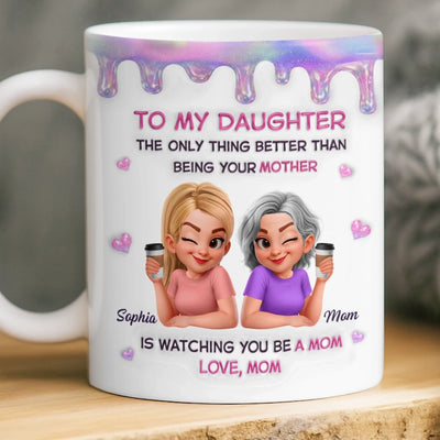 Custom 3D Inflated Effect Printed Mug - Personalized Mother's Day Birthday Gifts For Mom, Daughter - Love Grows Through You
