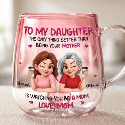 Custom Gradient Glass Mug - Personalized Mother's Day Birthday Gifts For Mom, Daughter - Raising Love, One Day At A Time