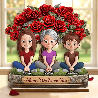 Custom 2-Layered Wooden Plaque - Personalized Mother's Day Birthday Gifts For Mom - Roses For Our Queen