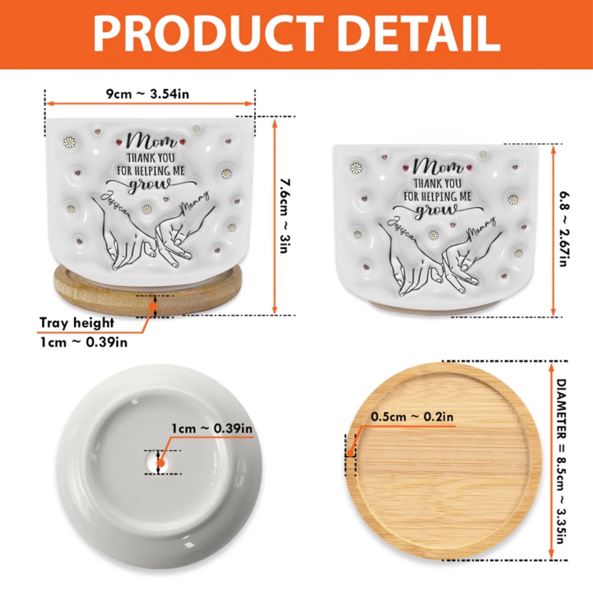 Si les mères étaient des fleurs – Pot de fleurs en céramique personnalisé avec effet gonflable 3D imprimé pour décoration d'intérieur – Cadeau de pendaison de crémaillère pour maman