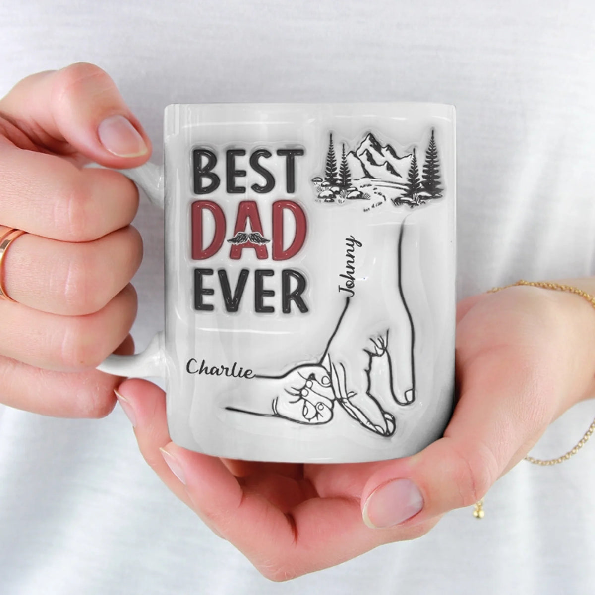 Meilleur papa du monde - Mug personnalisé avec effet gonflable en 3D - Cadeau pour la fête des pères, papa ou grand-père