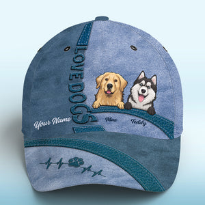 Le bonheur est un chiot chaleureux bleu marine – Bonnet personnalisé pour chien, casquette classique à imprimé intégral – Nouveauté, cadeau pour les propriétaires et les amoureux des animaux