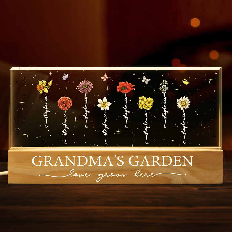 Une famille, c'est une terre créée par l'amour - Veilleuse LED 3D personnalisée en acrylique avec lettres - Cadeau pour maman, grand-mère