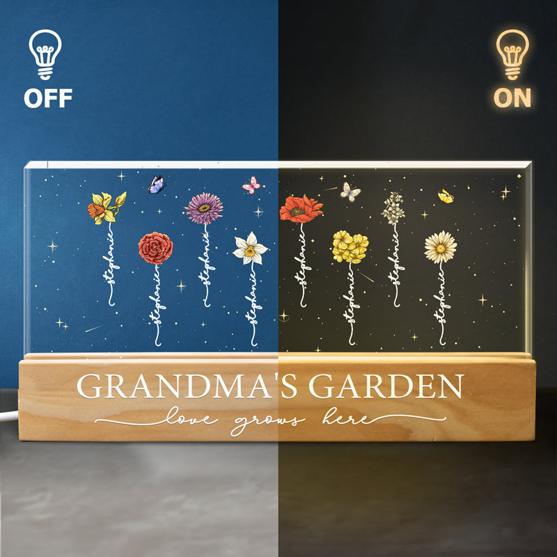 Une famille, c'est une terre créée par l'amour - Veilleuse LED 3D personnalisée en acrylique avec lettres - Cadeau pour maman, grand-mère