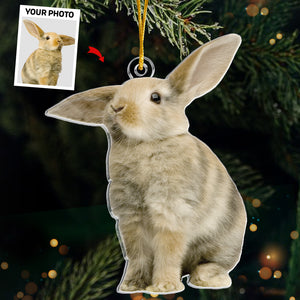 Photo personnalisée d'un joli lapin - Ornement personnalisé en acrylique - Forme personnalisée - Cadeau de Noël pour les propriétaires et les amoureux des animaux