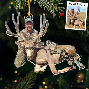 Photo personnalisée : Noël nous rassemble - Décoration de chasse personnalisée - Acrylique en forme personnalisée - Cadeau de Noël pour les amateurs de chasse