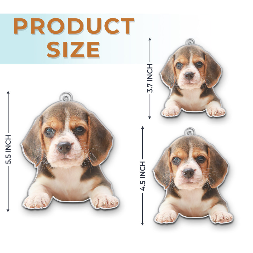 Photo personnalisée de carlins et de bisous pour Noël - Décoration personnalisée pour chien et chat - Acrylique en forme personnalisée - Cadeau de Noël pour propriétaires et amoureux des animaux