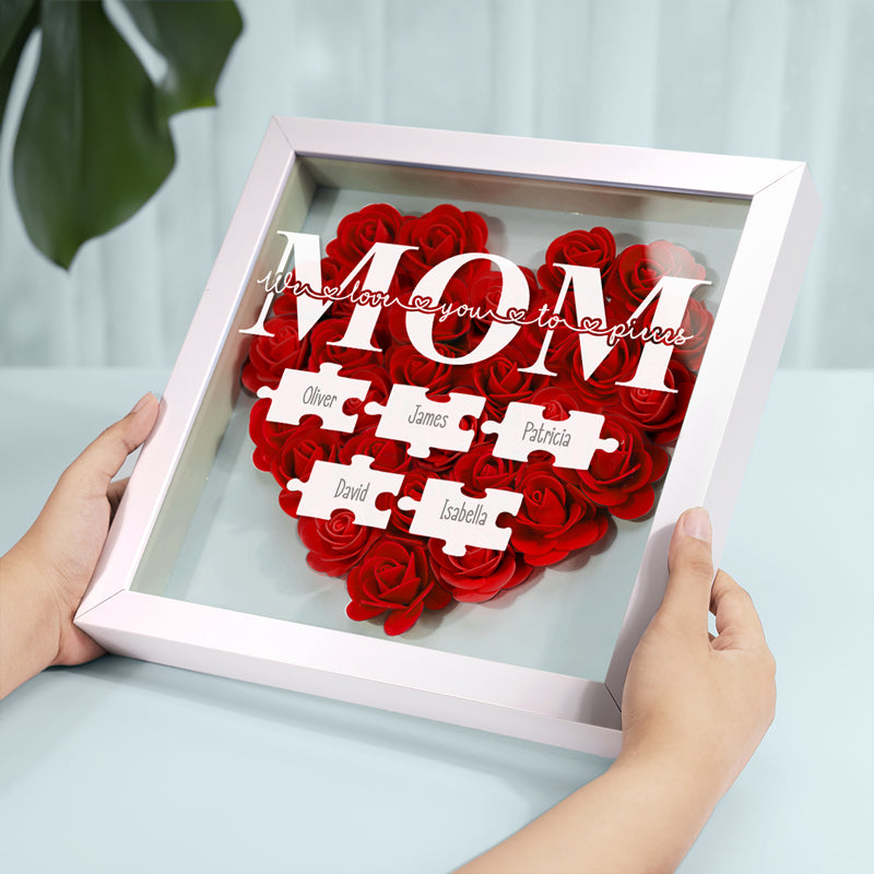 Nous t'aimons à la folie - Coffret à fleurs personnalisé pour la famille - Fête des Mères, cadeau pour maman, grand-mère