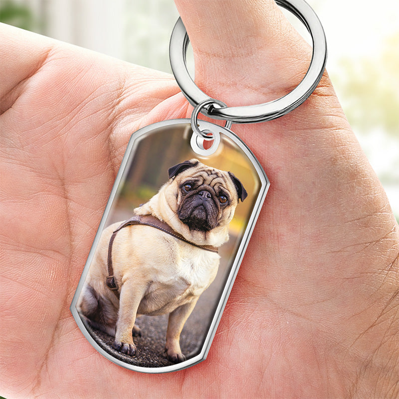 Porte-clés photo personnalisé « Forever My Furry Angel » - Cadeau de condoléances pour les propriétaires et les amoureux des animaux
