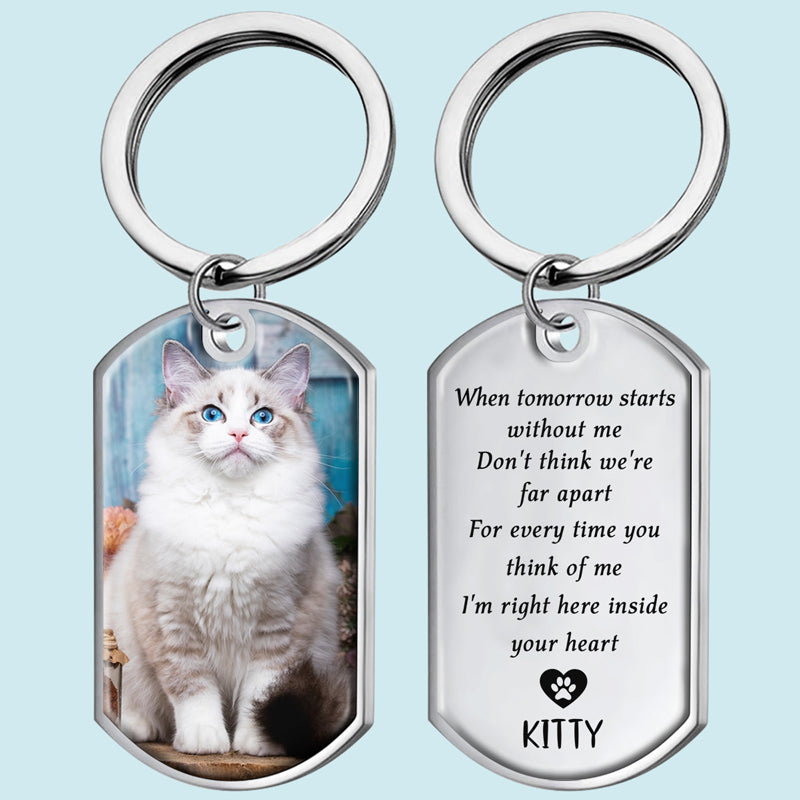 Porte-clés photo personnalisé « Forever My Furry Angel » - Cadeau de condoléances pour les propriétaires et les amoureux des animaux