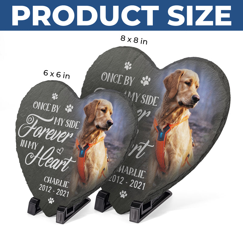 Pierre commémorative personnalisée en forme de cœur avec photo - Cadeaux de condoléances personnalisés pour animaux de compagnie, chiens et chats - Toujours mon ami, maintenant mon ange