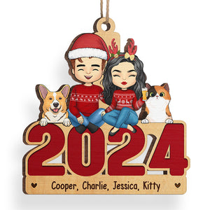 Happy Howlidays With All Our Love - Dog & Cat Personalized Custom Ornament - Acrylic, Wood Unique Shaped - Christmas Gift For Pet Owners, Pet Lovers