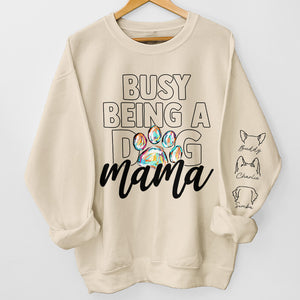 Maman de chien - Sweat-shirt unisexe personnalisé avec motif sur la manche - Cadeau pour les propriétaires et les amoureux des animaux