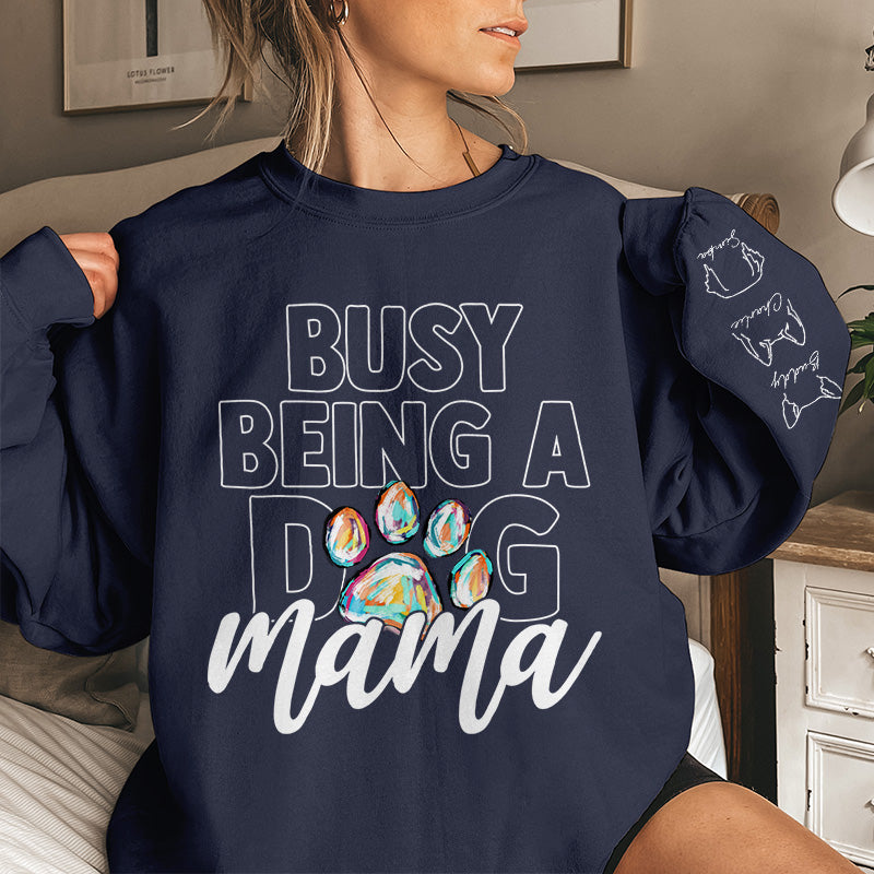 Maman de chien - Sweat-shirt unisexe personnalisé avec motif sur la manche - Cadeau pour les propriétaires et les amoureux des animaux