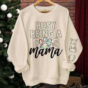 Maman de chien - Sweat-shirt unisexe personnalisé avec motif sur la manche - Cadeau pour les propriétaires et les amoureux des animaux