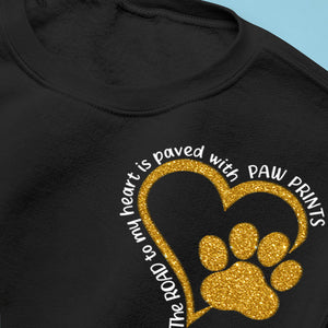 Sweat-shirt unisexe personnalisé « Road To Dog Mom Heart » avec motif sur la manche, pour chien et chat ; cadeau de condoléances, pour les propriétaires d'animaux et les amoureux des animaux.