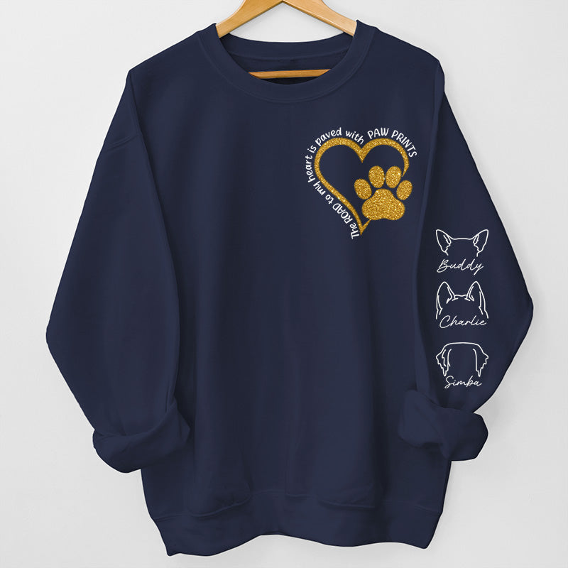Sweat-shirt unisexe personnalisé « Road To Dog Mom Heart » avec motif sur la manche, pour chien et chat ; cadeau de condoléances, pour les propriétaires d'animaux et les amoureux des animaux.