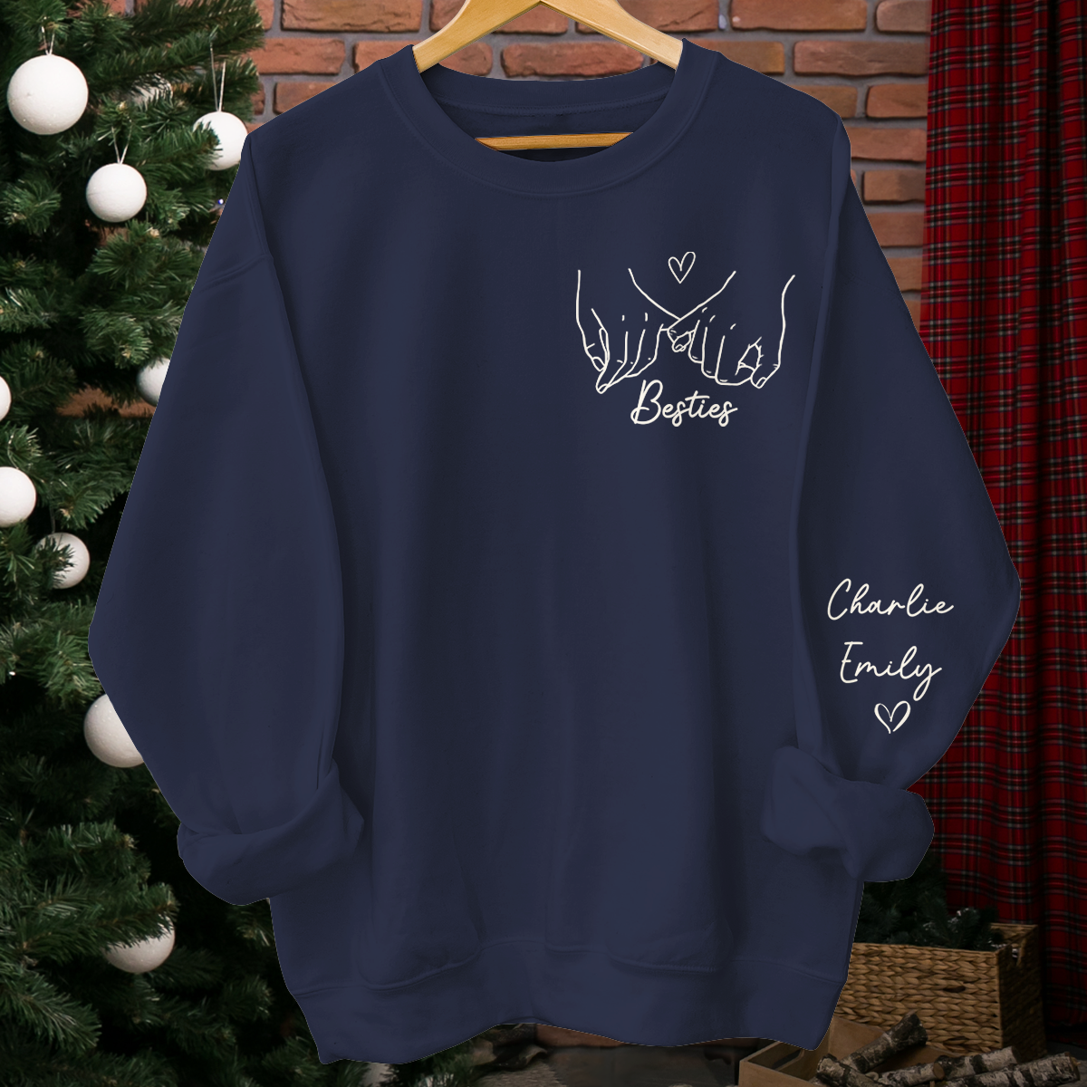Pinky Promise - Bestie Personalized Custom Unisex Sweatshirt With Design On Sleeve - Gift For Best Friends, BFF, Sisters