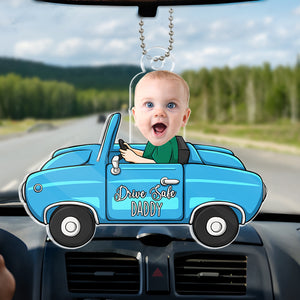 Photo personnalisée « Bon voyage, papa » – Ornement de voiture personnalisé en acrylique – Cadeau pour les membres de la famille