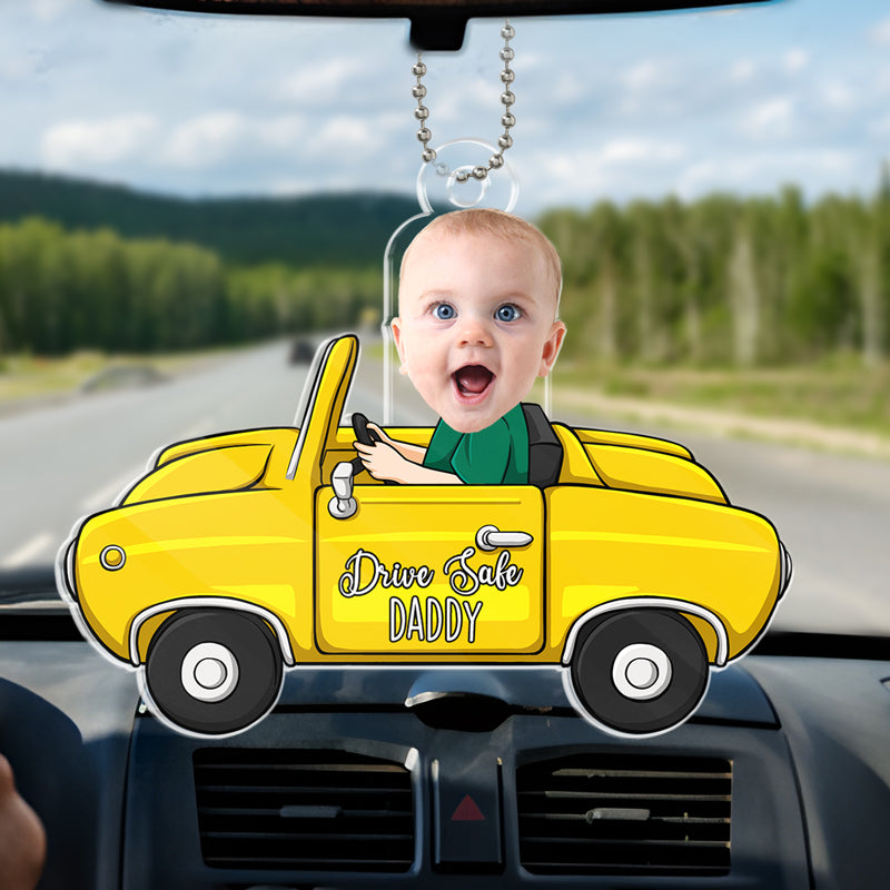 Photo personnalisée « Bon voyage, papa » – Ornement de voiture personnalisé en acrylique – Cadeau pour les membres de la famille