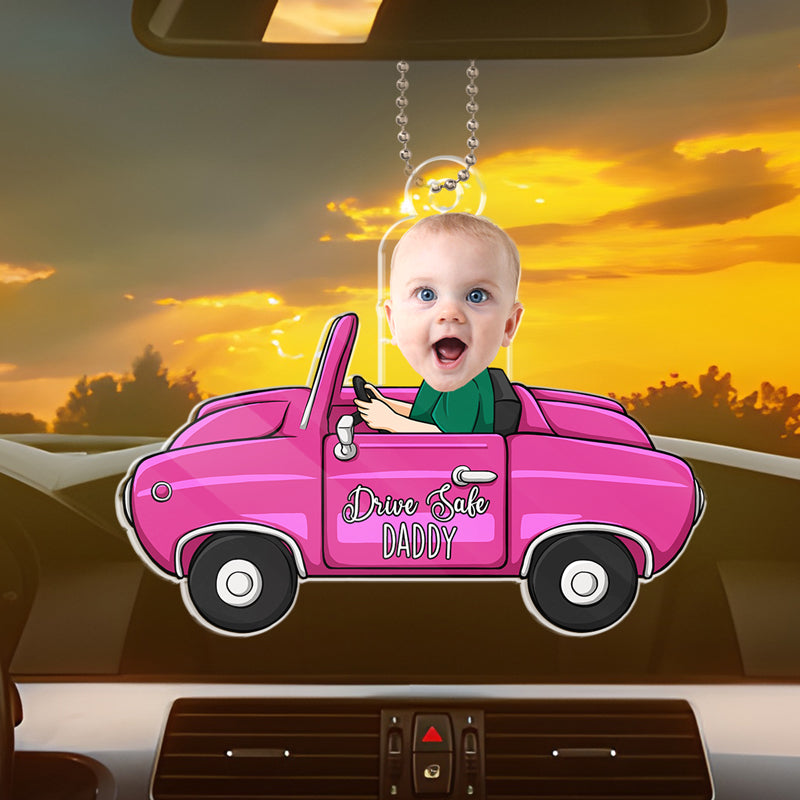 Photo personnalisée « Bon voyage, papa » – Ornement de voiture personnalisé en acrylique – Cadeau pour les membres de la famille