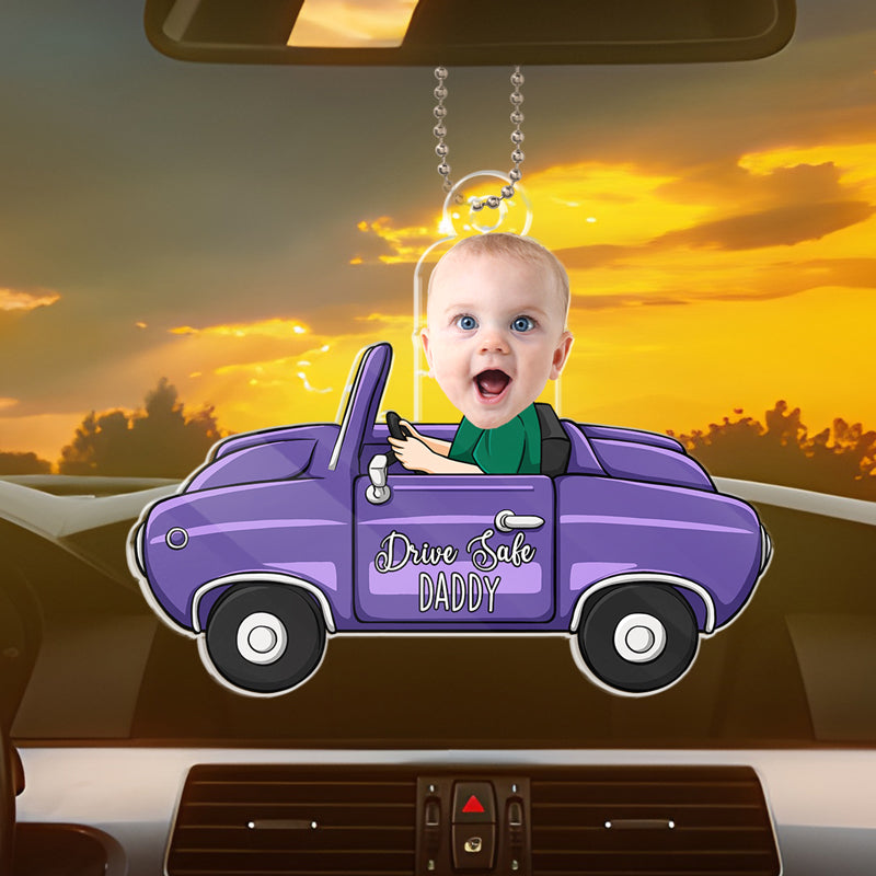Photo personnalisée « Bon voyage, papa » – Ornement de voiture personnalisé en acrylique – Cadeau pour les membres de la famille