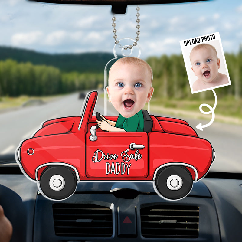 Photo personnalisée « Bon voyage, papa » – Ornement de voiture personnalisé en acrylique – Cadeau pour les membres de la famille