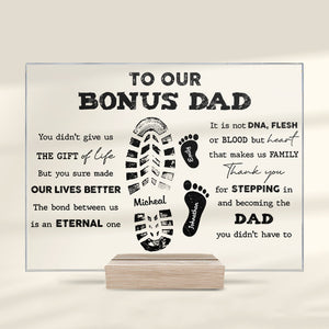 Merci d'être intervenu et d'être devenu notre père - Plaque acrylique personnalisée pour la famille - Cadeau de fête des pères, d'anniversaire pour papa