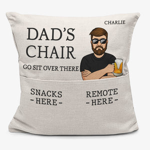 Chaise de papa, va t'asseoir là-bas - Coussin de poche personnalisé pour la famille - Cadeau de fête des pères, d'anniversaire pour papa, grand-père