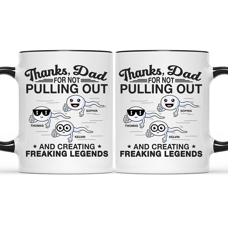 Thanks For Having Us - Family Personalized Custom Accent Mug - Father's Day, Birthday Gift For Dad