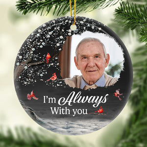 Photo personnalisée « Je te serre fort dans mon cœur » - Ornement personnalisé commémoratif personnalisé - Forme ronde en céramique - Cadeau de Noël, cadeau de condoléances pour les membres de la famille