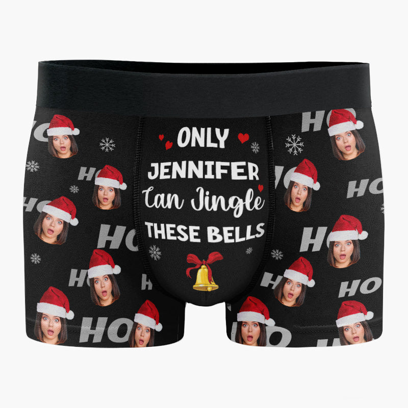 Photo personnalisée : vous seul pouvez faire tinter ces cloches ! Boxer personnalisé amusant, boxer pour homme ! Cadeau de Noël pour petit ami, mari, anniversaire