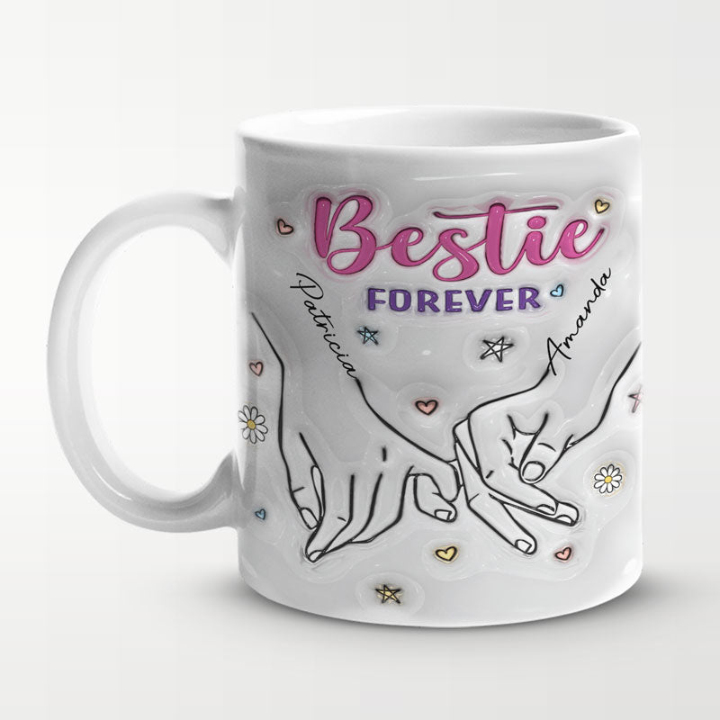 Mug personnalisé « Bestie Forever » avec effet gonflable 3D – Cadeau pour les meilleures amies, les meilleures amies, les sœurs et les collègues